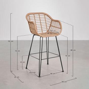 Tabouret de Bar Zole en Osier Synthétique 75 cm