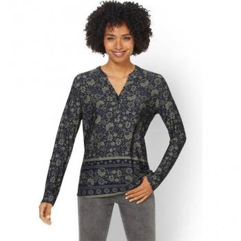 T-shirt kaki-marine à motif