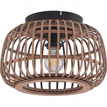 Lindby Deckenleuchte Bominio, Ø 33 cm, Rattan, Holz, E27