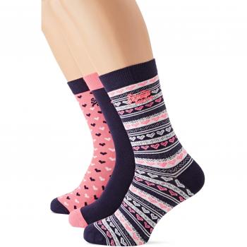 Superdry G310012or, Calcetines para Mujer, Estilo Fairisle/Navy/Heart Ditsy