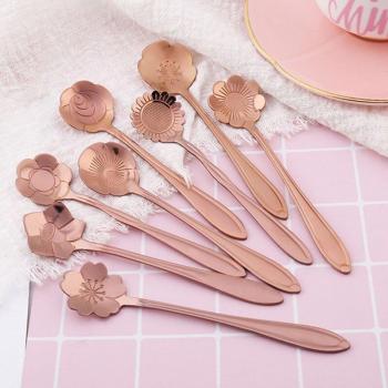 Stainless Steel Vintage Coffee and Dessert Spoons with Long Handle, Gold Finish, 8 Pieces