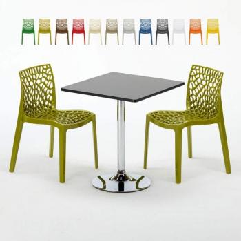 Mesa Cuadrada Negretta 70x70 cm + Sillas Vibrantes Gruvyer Mojito