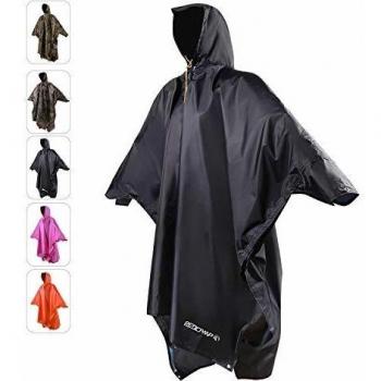REDCAMP Waterproof Rain Poncho with Hood and Arms for Camping Hiking, 3 in 1 Giant Large Multifunctional Lightweight Reusable Raincoat Poncho for Men Women Adults