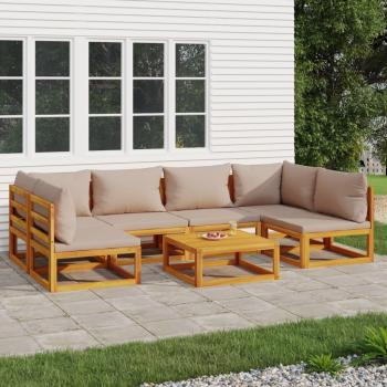 Set de Salon de Jardin 7 pièces avec Coussins en Bois Massif