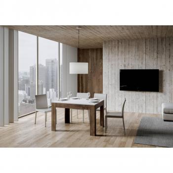 Mesa Extensión Bibi Mix 90x120/180 cm – Tapa Fresno Blanco y Patas en Nogal