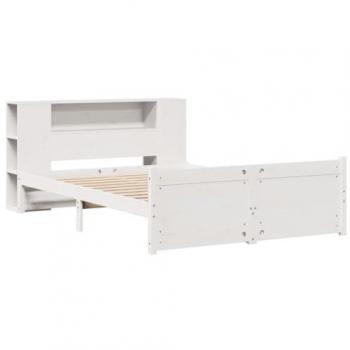 VidaXL Solid Pine Double Bookcase Bed Frame White 135x190cm