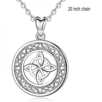 EUDORA Celtic Knot Round Pendant Necklace for Men and Women