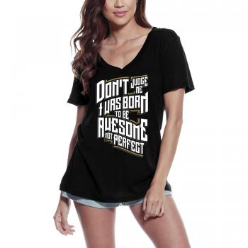 Ultrabasic Dames T-Shirt V-hals 'Geweldig Niet Perfect' Sarcasme XL Zwart