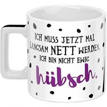 Tasse mit Spruch Nett werden, schwarz-weiß