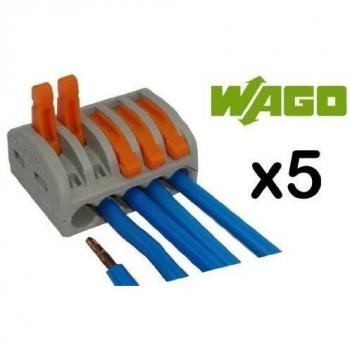 Blocchi terminali Wago 222-415, presa multipla a guaina con comando a leva, 5 porte, confezione da 5