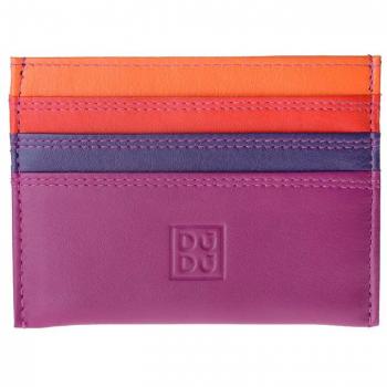 Wallet in pelle nappa colorata con 6 tasche per carte di credito