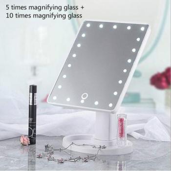 Miroir de vanité lumineux carré 16LED/22LED avec rotation à 360 degrés