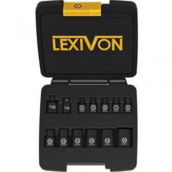 Set de 13 douilles E-TORX LEXIVON, acier chrome vanadium | Douilles étoile femelles E4 à E20 | Boîtier de rangement
