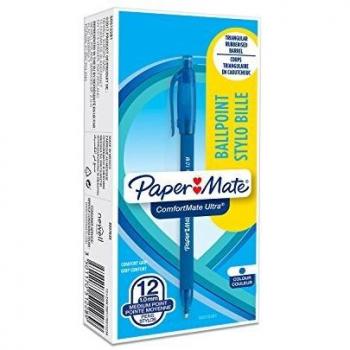 Paper Mate ComfortMate Fresh Retractable Ball Point Pen Blue Pack of 12