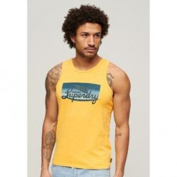 Chaleco sin mangas Superdry Hombre Logo Cali Amarillo