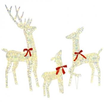 Famille Renne 3 pcs – Blanc Chaud 67 × 26 × 127 cm PET