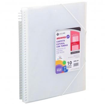 Carpeta de 30 fundas A4 con espiral Archivex Star transparente