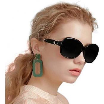 Designer Oversized Polarized Sunglasses for Women – Black UV Protection