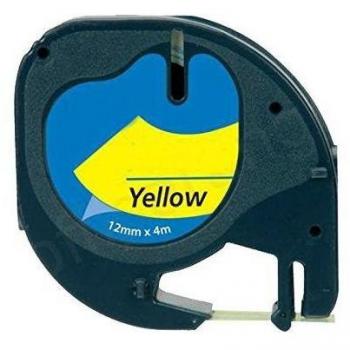 Fita Dymo LetraTag Amarela com Texto Preto 12mm x 4m
