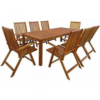 Tavolo e Sedie Acacia per Giardino – 9 pz