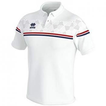 Errea Dominic Unisex Poloshirt Kinder 9/10 Jahre Weiß