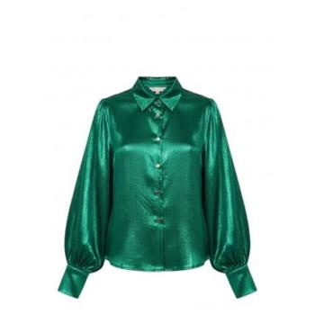 Yumi Green Metallic Flared Sleeve T-Shirt – Easy Fit, Size 10