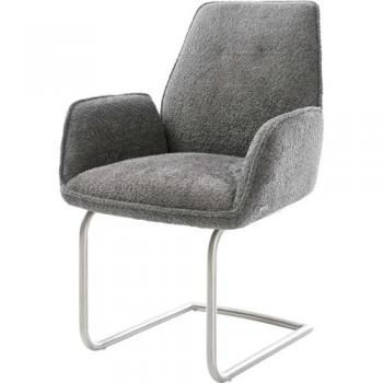 Cantilever Zoa-Flex Bouclé Grau Freischwinger rund Edelstahl