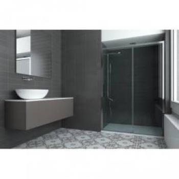 Paroi de douche ronde pour installation à l’italienne, modèle SMSKK4-80 de Ravak, en verre clair/argenté