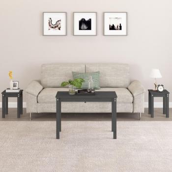 Vidaxl Set of 3 Nesting Tables Grey Solid Pine