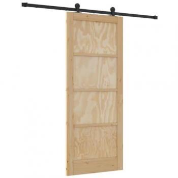 Set di porte scorrevoli vitaXL in legno naturale nero 83×202 cm