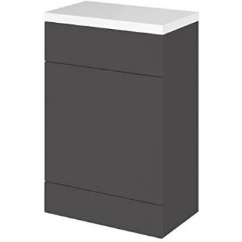 Gloss Grey 600mm Toilet Unit with Polymarble Top by Hudson Reed Fusion