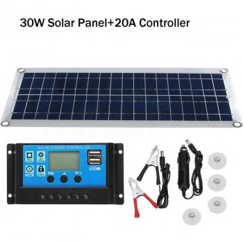 USB Rechargeable 12V 30W Solar Panel for Camping