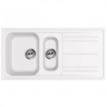 Smeg Lavabo LZ102B con Doppio Vasca e Gocciolatore in Bianco Serie Rigae