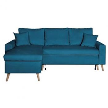 Canapé d'angle réversible convertible en velours avec coffre