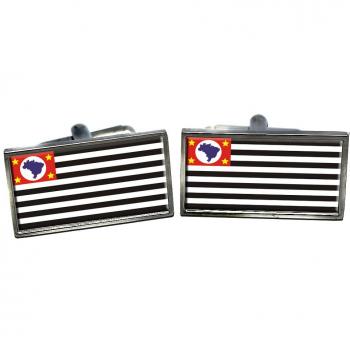 Brasil São Paulo Flag Cufflinks in Chrome Display