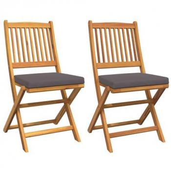 Sedia da Giardino Pieghevole con Cuscino Grigio