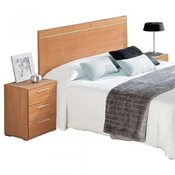 Pack de cabecero de pared y mesitas de noche de dormitorio oasis estilo natural en color roble cerezo 240x100x35 cm