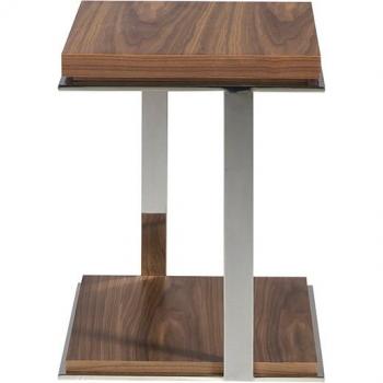 Table d'angle effet bois noyer et acier Angel Cerdà