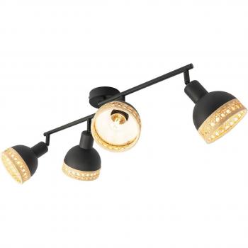 Lonnaris Strahler, rattan, nero, 4 luci