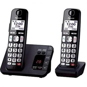 Panasonic KX-TGE822EB Digital Cordless Phone with Answering Machine, Amplified Sound and Dedicated Key for Controls