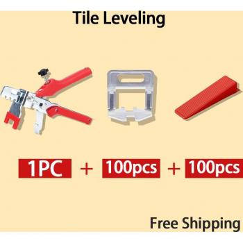 Système de nivellement de carreaux, 100 clips + 100 cales + pince en plastique