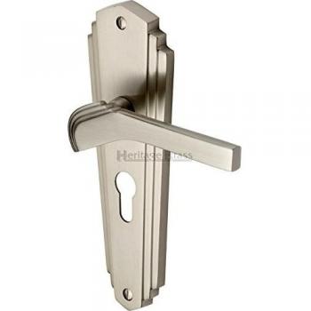 Satin Nickel Euro Profile Door Handle Set of 2