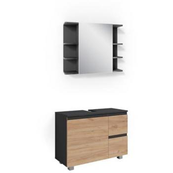 Vicco kit de meubles de salle de bain J-Shape, Anthracite, 2 parties