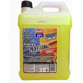 Krafft Anticongelante Coche CC-Energy Plus 50% Líquido Refrigerante Orgánico Amarillo 5 Litros