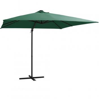 Parasol vert avec mât en acier et LED 250 cm