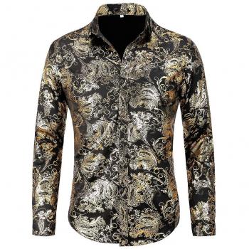 Camisa Elegante Bronceada con Diseño Paisley para Hombre