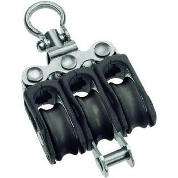 Barton Marine 3‑Fold Swivel Pulley with Rope Hold, 275 kg Max, 5 mm, 20×80 mm, Black – Unisex