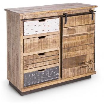Mangoholz Sideboard Tudor, 90 cm, mit 4 Schubladen
