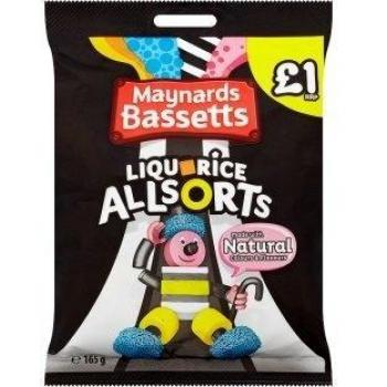 Maynards Bassetts Liquorice Allsorts Candies Bag (165g x 12)