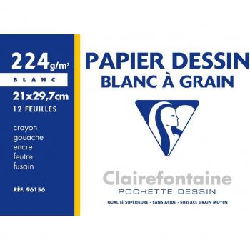 2 feuilles Papier dessin A4 CLAIREFONTAINE blanc 224g